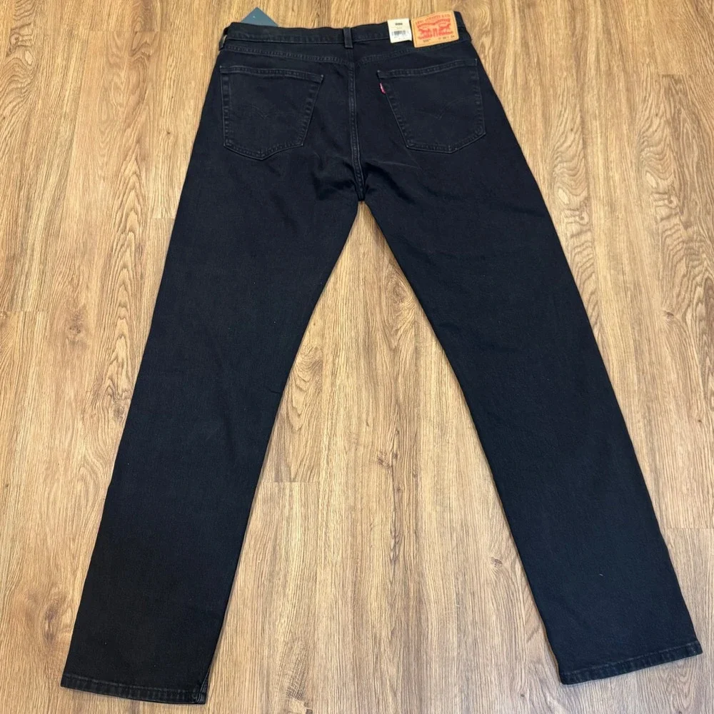 Levis 505 Regular Straight Ease Black Denim Stretch Jeans 36x34 005052912 NEW